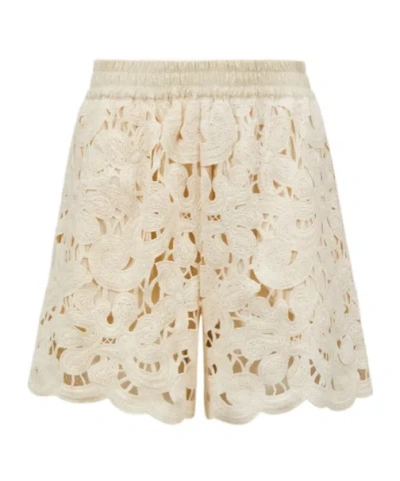 MONCLER FLORAL MACRAMÉ SHORTS