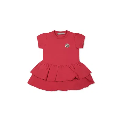 MONCLER FUCHSIA DRESS FOR BABY GIRL WITH LOGO