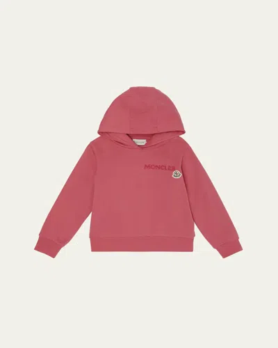 MONCLER GIRL'S EMBROIDERED LOGO PATCH HOODIE