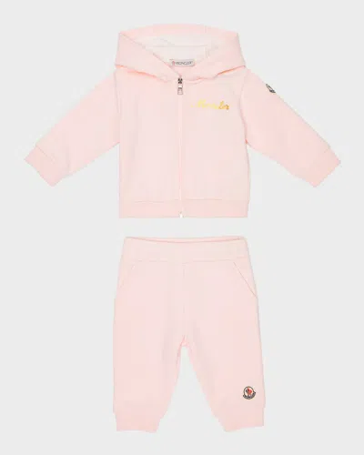 MONCLER GIRL'S GOLD LOGO-PRINT TWO-PIECE SET