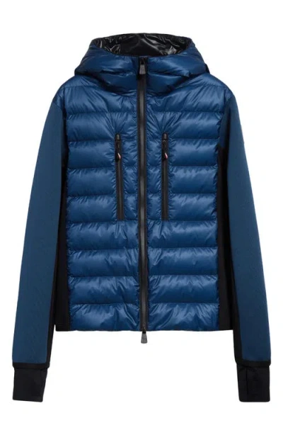 MONCLER MONCLER GRENOBLE QUILTED DOWN & KNIT HOODED ZIP CARDIGAN