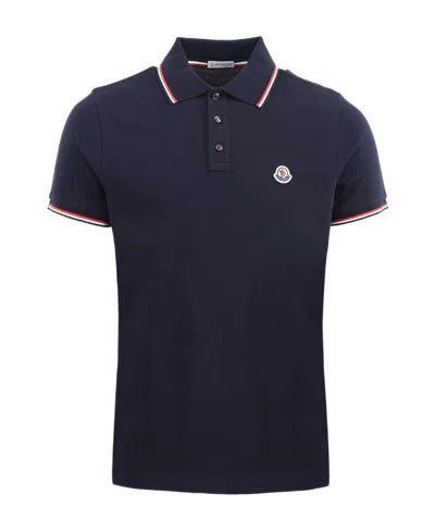 MONCLER TRICOLOR-TRIMMED COTTON PIQUET POLO SHIRT
