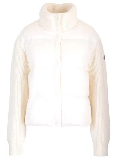 MONCLER MONCLER LOGO PATCH HIGH NECK PADDED CARDIGAN