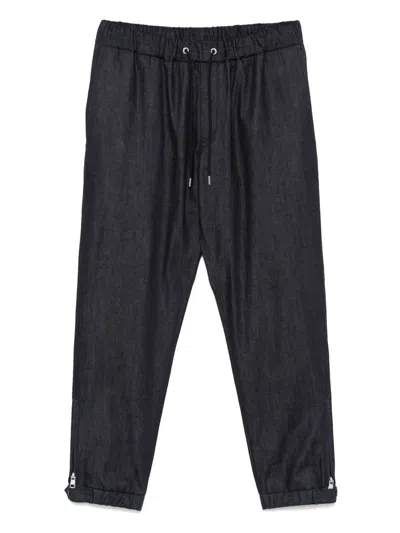 MONCLER LOGO-PATCH TAPERED TROUSERS