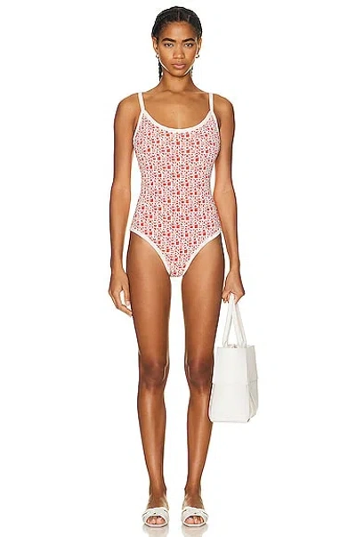 MONCLER LOGO PRINT SCOOP NECK ONE PIECE SWIMSUIT