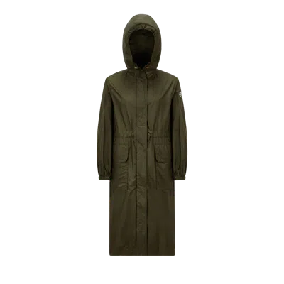 MONCLER HIENGOS HOODED RAIN COAT, WOMEN, GREEN, SIZE: 4