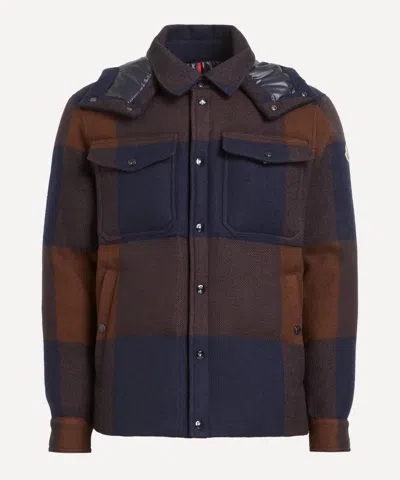 MONCLER MONCLER MENS LADURNS HOODED WOOL DOWN SHIRT JACKET