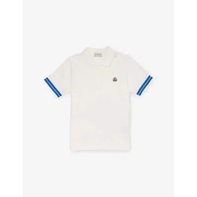 MONCLER LOGO-EMBROIDERED COTTON-PIQUE POLO SHIRT 4-14