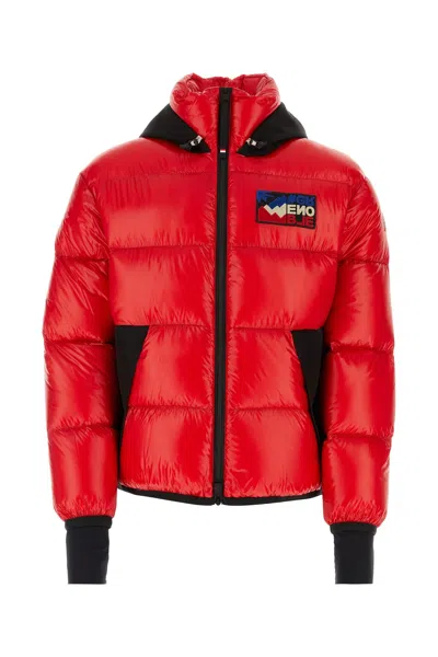 MONCLER RED NYLON MARCASSIN DOWN JACKET