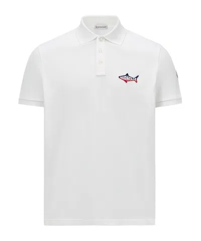 MONCLER SHARK PATCH COTTON PIQUET POLO SHIRT