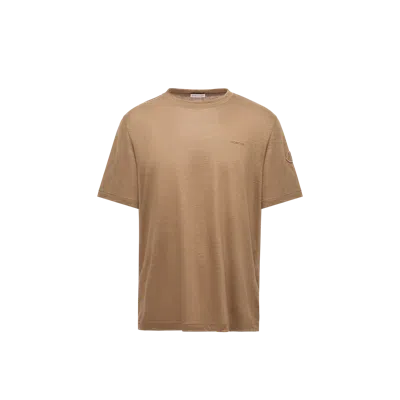 MONCLER LOGO LINEN T-SHIRT, MEN, YELLOW, SIZE: S