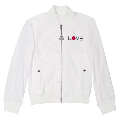 MONCLER MONCLER WHITE LOVE EMBROIDERY BOMBER JACKET