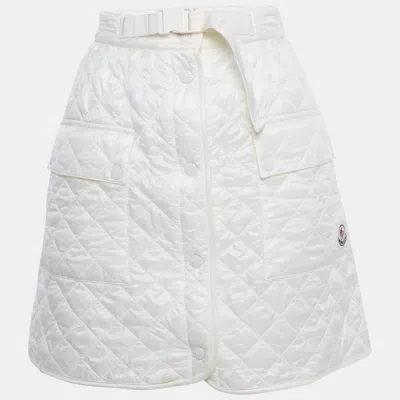 MONCLER WHITE NYLON QUILTED A-LINE MINI SKIRT M