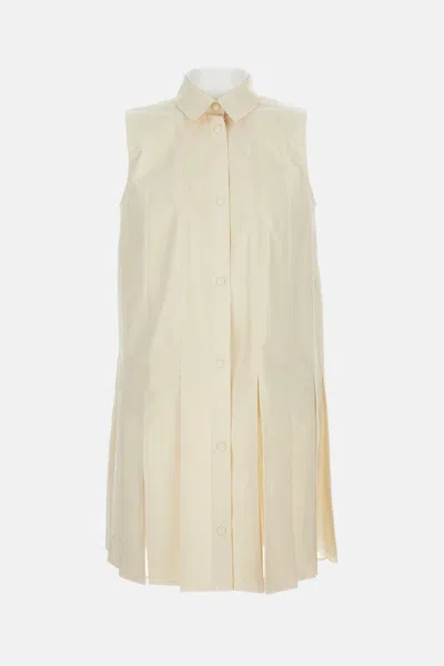 MONCLER WOMEN WHITE PLEATED DRESS, M LUXURY DRESSES FOR WOMEN DARVEYS