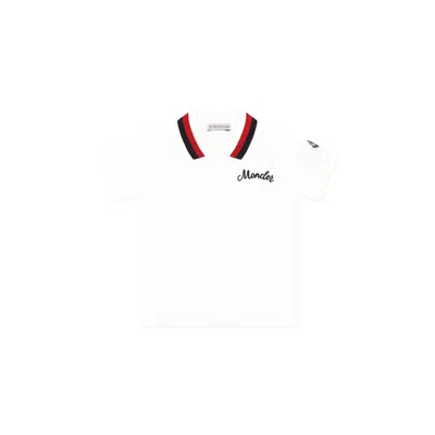 MONCLER WHITE POLO SHIRT FOR BABY BOY WITH LOGO