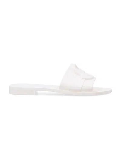 MONCLER WHITE SLIP ON SANDALS