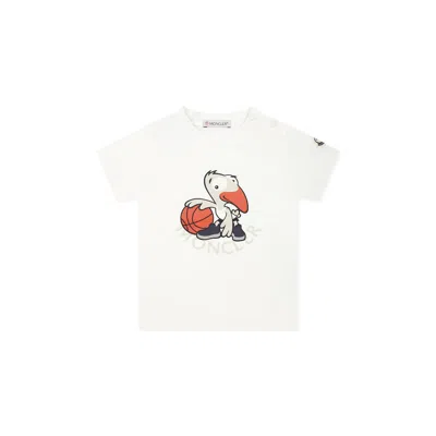 MONCLER WHITE T-SHIRT FOR BABY BOY WITH LOGO