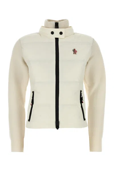 MONCLER WHITE WOOL BLEND CARDIGAN