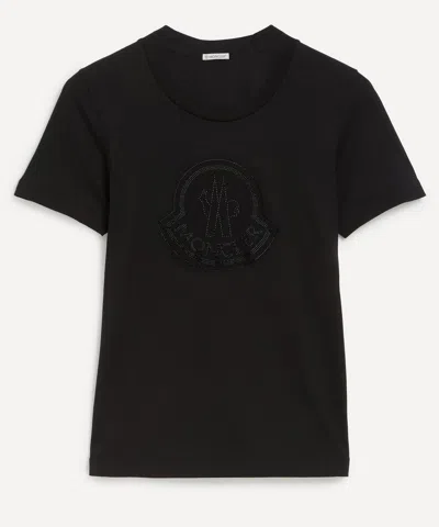 MONCLER MONCLER WOMEN'S CRYSTAL LOGO COTTON T-SHIRT