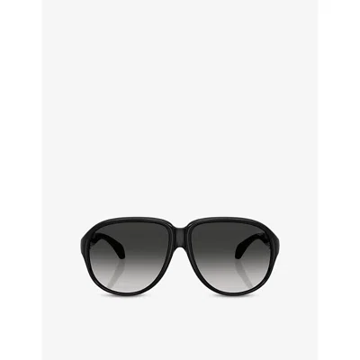 MONCLER WOMENS BLACK ME8001 HALCYONNE PILOT-FRAME INJECTED SUNGLASSES