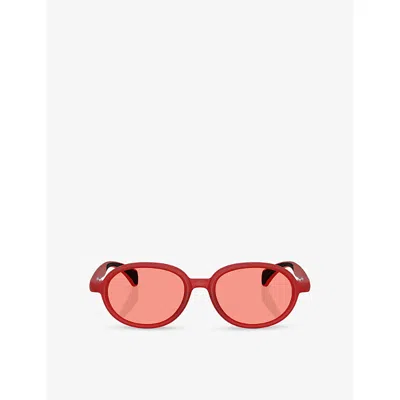 MONCLER WOMENS RED ME8006 CAPRICE OVAL-FRAME INJECTED SUNGLASSES