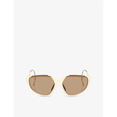 MONCLER WOMENS WHITE ME8008 LASZER OVAL-FRAME NYLON SUNGLASSES