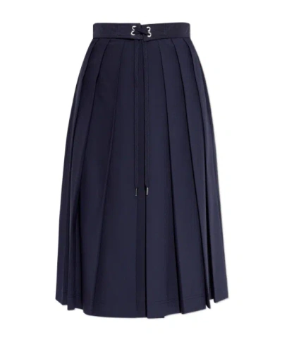 MONCLER MONCLER LOGO PATCH PLEATED MIDI SKIRT