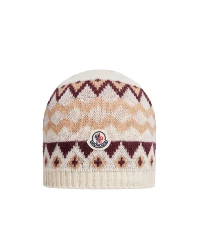 MONCLER MONCLER ENFANT PATTERN INTARSIA-KNIT LOGO PATCH BEANIE