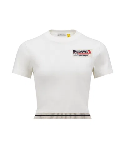 MONCLER MONCLER X PALM ANGELS LOGO PATCH CREWNECK T-SHIRT