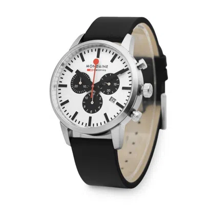 MONDAINE GENUINE MONDAINE QUARTZ WATCH MEN 41MM 5ATM LEATHER BAND CHRONOGRAPH SWISS MADE