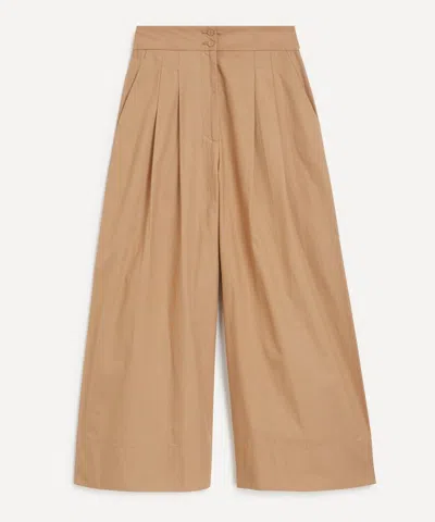 MONDO CORSINI MONDO CORSINI WOMEN'S BATEAU CAPPUCCINO COTTON POPLIN TROUSERS