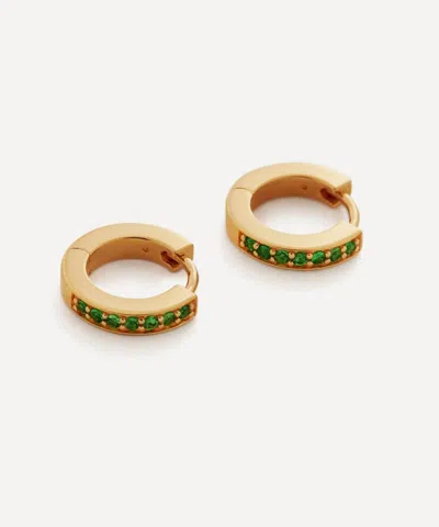MONICA VINADER MONICA VINADER 18CT GOLD-PLATED VERMEIL SILVER SKINNY GEMSTONE MINI HUGGIE HOOP EARRINGS