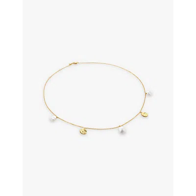 MONICA VINADER WOMENS CAPRI 18CT YELLOW GOLD-PLATED VERMEIL STERLING-SILVER AND KESHI-PEARL PENDANT NECKLAC