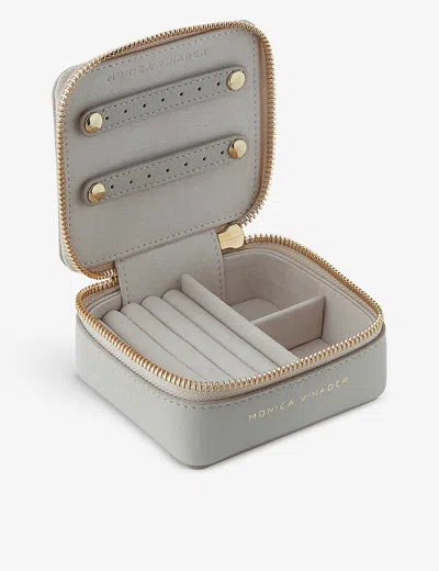 MONICA VINADER WOMENS GREY LOGO-EMBOSSED LEATHER JEWELLERY BOX