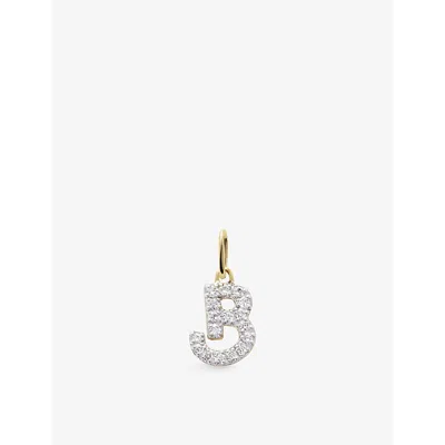 MONICA VINADER WOMENS MONICA VINADER B LETTER 14CT YELLOW-GOLD AND LAB-GROWN DIAMOND CHARM