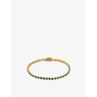 MONICA VINADER WOMENS GEMSTONE ESSENTIAL TENNIS 18CT YELLOW GOLD-PLATED VERMEIL STERLING-SILVER AND GREEN ONYX BRAC