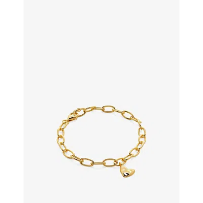MONICA VINADER WOMENS HEART-SHAPED 18CT YELLOW GOLD-PLATED VERMEIL STERLING-SILVER BRACELET