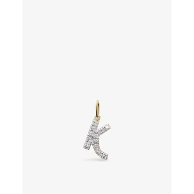 MONICA VINADER WOMENS YELLOW GOLD K LETTER 14CT YELLOW-GOLD AND LAB-GROWN DIAMOND CHARM
