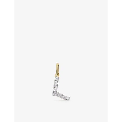 MONICA VINADER WOMENS YELLOW GOLD L LETTER 14CT YELLOW-GOLD AND LAB-GROWN DIAMOND CHARM