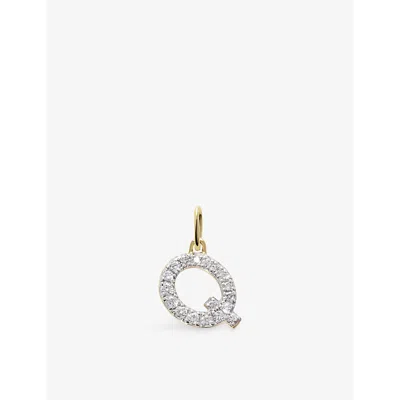 MONICA VINADER WOMENS YELLOW GOLD Q LETTER 14CT YELLOW-GOLD AND LAB-GROWN DIAMOND CHARM