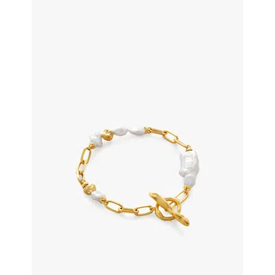 MONICA VINADER WOMENS MONICA VINADER X AMY POWNEY 18CT YELLOW GOLD-PLATED VERMEIL STERLING-SILVER AND PEARL BRACELE