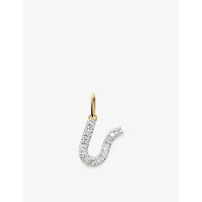 MONICA VINADER WOMENS YELLOW GOLD INITIAL U 14CT YELLOW-GOLD LAB-GROWN DIAMOND CHARM