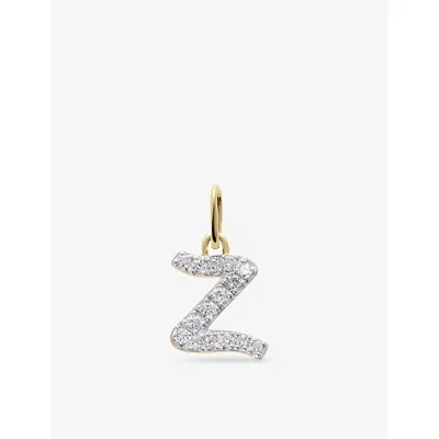 MONICA VINADER WOMENS YELLOW GOLD Z LETTER 14CT YELLOW-GOLD AND LAB-GROWN DIAMOND CHARM