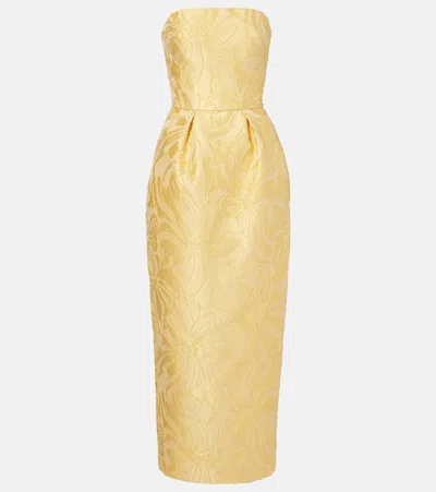 MONIQUE LHUILLIER FLORAL JACQUARD COCKTAIL DRESS