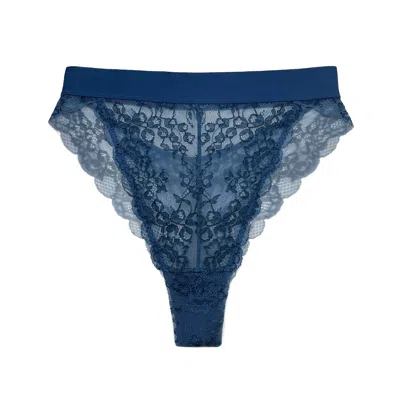 MONIQUE MORIN LINGERIE WOMEN'S WILD LACE HI LEG DARK DENIM BLUE