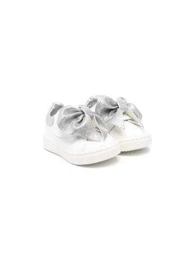 MONNALISA BOW-DETAIL LEATHER SNEAKERS