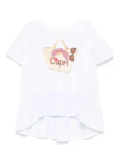 MONNALISA BRODERIE ANGLAISE-PANELS T-SHIRT