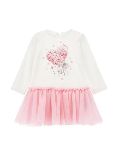 MONNALISA MONNALISA  DRESS WITH TULLE FLOUNCE