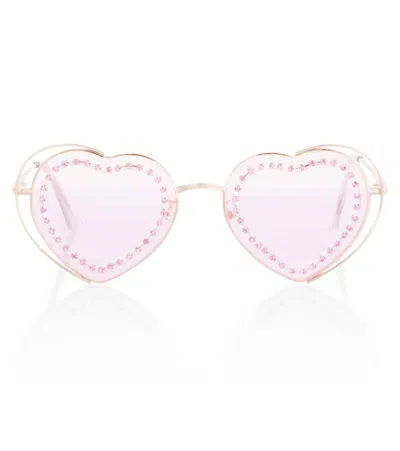 MONNALISA EMBELLISHED HEART-SHAPED SUNGLASSES