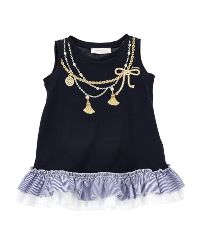 MONNALISA EMBROIDERED RUFFLE-TRIM MINI DRESS